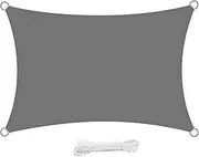swift Sun Shade Sail 2m x 4m Waterproof Rectangle PES Polyester 98% UV Block 2x4 Meter Sunscreen Awning 4x2 Rectangular Canopy Sail Shades for Garden Outdoor Patio with Free Ropes, Grey