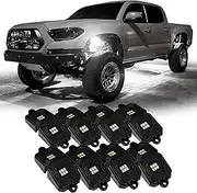 OPT7 Photon Pure White LED Magnet Rock Lights, 8 Pods Wide Angle Neon Underglow Lighting Kit with Extension Wire, IP68 Waterproof for Offroad Truck Jeep RZR ATV UTV SUV - Black