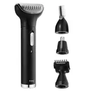 HTC AT-030 4 In 1 Women Men Rechargeable Trimmer Kit, Electric Nose Eyebrow Sideburn Trimmer Hair Removal Body Groomer