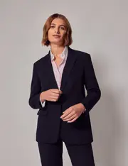 Hawes & Curtis Navy Single Breasted Longline Blazer Size: 16 (UK 18)