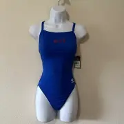 Speedo Blue Endurance One Piece Swimsuit Flyback Training Competitive Size 26