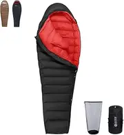 QEZER Down Sleeping Bag,only 1260g Lightweight Winter Sleeping bag 2°C to -5°C for Cold Weather Camping and Hiking and Backpacking 4 Seasons with 660 FP 700g Premium Down