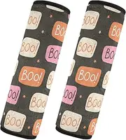 Car Seat Belt Pads 2 Pack Breathable Car Seatbelt Shoulder Cover Camera Bag Strap Cover Car Accessories for Adults and Kids M Colorful Halloween Boo