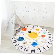 ABC Kids Rug,5.2 ft Washable Nursery Rug,Soft Plush Educational Circle Rug,Non