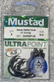 Mustad Demon Perfect Circle 3X Hooks 8/0