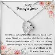 [VIRAGIL] Sisters Gifts From Sister Interlocking Necklaces For 2 Big Sister and Little Sister Happy Birthday Present For Women Jewelry Best Sister with Message Card and Gift Box
