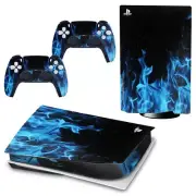 PS5 Digital Skin Sticker Decals for Playstation 5 Console&Controllers-Blue Fire