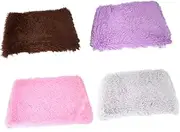Hohopeti Pet Bed Mat Thickened Plush Fleece Cushion for Dogs and Cats Oversized Warm Blanket for Winter Soft Creative House Nest for Pets Purple S