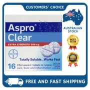Aspro Clear Extra Strength 16 Soluble Effervescent Tablets 500mg Pain Relief