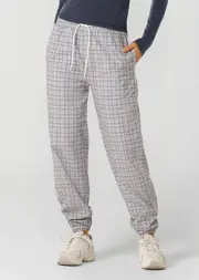 [Lorna Jane] Country Club Outdoor Rec Trackpants in Print, Size - Large L Grey Check