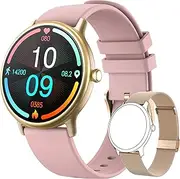 ZONEY Smartwatch Women Men with Bluetooth Call,1.43 Inch AMOLED HD Screen IP68 Fitness Activity Tracker Watch with Blood Pressure/Heart Rate/Blood Oxygen/Sleep Monitor 100+ Sports Modes (Pink)
