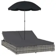 Outdoor Lounger Bed Chair Garden Patio Pool Beach Daybed Wicker Rattan Sofa Grey