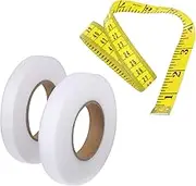 2 Pack 140 Yards Wonder Web Iron On Hem Tape No Sewing Adhesive Fabric Fusing Hemming Tape Roll 15 & 20 mm for Clothes with Free Soft Tape Measure