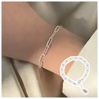 在飛比找momo購物網優惠-【HaNA 梨花】韓國設計．霧銀感方型鎖鏈掛牌手環