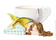 Amy Brown Fantasy Soothing Chamomile In Tea Cup Sleeping Faery Fairy Figurine