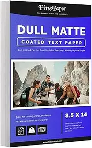 Dull 100lb Text Digital Low Gloss Paper, Double Sided C2S, Coated, Perfect for Color Laser Printing, Design Proposals, Flyers, Brochures | Matte Finish | 8.5" x 14" | 100 Sheets