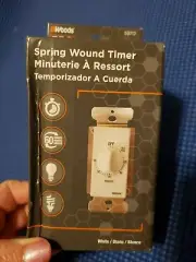 Woods 59717 In-Wall 60 Minute Spring Wound Timer White PRACTICAL WALL SWITCH