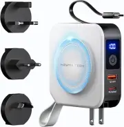 HEYMIX Power Bank Wireless, 10000mAh 20W Powerbank Built-in Cable 4in1 Portable
