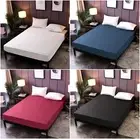 Solid Waterproof Fitted Sheet Single/Double/Queen/King Size Mattress Bedspread