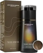 Hair Dye Shampoo,Hair Color Dye, Hair Care Instant Dye Shampoo,for Ha-ir Coverage、Gray Hair Coverage, Suitable for Women & Men (light brown)