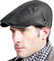 [KEOYA] Men's Newsboy Cap Soft Leather Ivy Beret Flat Cap Baker Boy Caps Peaky Gatsby Hat Irish Cabbie Hat