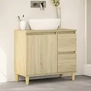 Modern Sonoma Oak Bathroom Cabinet 65x33x60 cm - Engineered Wood Vanity Storage with Drawers & Compartment, Floating Wall Console, Stylish & Durable Mount, Clearance Closeout