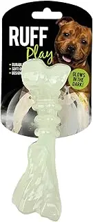 Ruff Play Glow Bone Dog Toy – Glow-in-The-Dark Chew Toy for Dogs of All Breeds – Durable, Safe & Fun for Day and Night Fetch Play