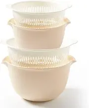 Emapoy 2 in 1 Kitchen Colander Set with Bowl Strainer, Bpa Free Plastic Fruits and Vegetable Washing Basket, Dishwasher Friendly Double Layered Drain Basin