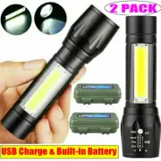2PCS LED Flashlight Small Torch Mini Handheld Powerful Tactical Pocket Flashlamp