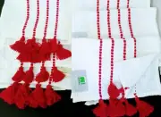 H FOR HAPPY ~100% Cotton Stripe & Tassel Placemats~Set of 6~14x19~EcoFriendly