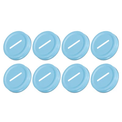 70mm/2.76" Coin Slot Bank Lid Inserts for Mason Jar Canning Cap, Blue 8Pcs