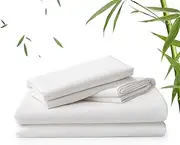 LINENOVA 2000TC Bamboo Bed Sheets King – Ultra Soft 4 Piece Sheet Set, Deep Pocket 40cm, Natural Breathable & Sweat-Wicking, Ideal for Hot Sleepers (White)