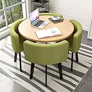 MRound Dining Table Set for Family or Office 80cm Diameter Table with Four Chairs Ideal for Reception Home Office and Conference Room