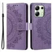 For Xiaomi Redmi Note 13 4G PU Leather Phone Case Imprinted Mandala Flower Stand Wallet Cover