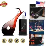 Elegant 1.8L Glass Wine Decanter - Aerator with Curved Handle for Easy Pouring