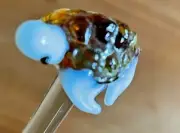 Mexican Hand Blown Glass Turtle Cocktail Stirrer/ Swizzle Cocktail Stick