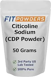 Citicoline Sodium (CDP Choline) by FitPowders 100% Pure with Scoop, Cognitive Supplement for Memory and Learning (50 Grams)