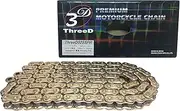 THREED 525SPR Motorcycle Chain, Gold, 4.6 gal (130 L), MLJ (Cashime Joint) NX Ring Seal