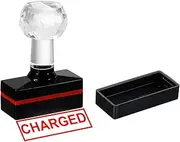 uxcell Charged Stamp Self Inking, Red Ink Office Stamps Pre Inked Message Stamp Refillable Business Stamp, Black