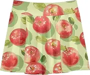 [FRODOTGV] Red Apples Light Green Girls Tennis Skorts with Built-in Shorts Athletic Skort for Girl Pleated Skirt for Kids