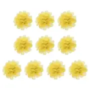 10Pcs 2.8" Chiffon Flowers Fabric Flower Sewing Fabric Appliques Yellow