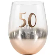 Rose Gold 50 Ombre Stemless Wine Glass 600ml Drinking Cup