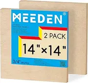 MEEDEN Unfinished Wood Canvas Board: 3/4” Deep 14x14” Wooden Canvas Panel Pack of 2 - Blank Cradled Wood Art Board for Painting