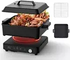 Olayks Portable Induction Cooktop with Removable Iron Cast Griddle Pan & Pot ...