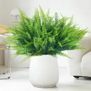 16 Bundles Artificial Boston Ferns, Plastic Fake Ferns UV Resistant Plants Fa...