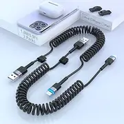 Coiled Lightning Cable for Car [2 Pack], Coiled Apple Carplay Cable 6ft [Apple Mfi Certified] Coil iPhone Charger Cord Compatible with Iphone14/13/12/11 Pro Max/Xs Max/Xr/Xs/X/8/7/Plus/iPod/Carplay