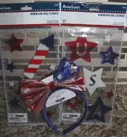 Headband Bow USA Red White Blue Window Clings July 4th Decor Celebrate Summer