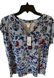 LIZ CLAIBORNE Shirt Size-LT Women’s Floral-BLUE JACOBEAN -SIZE(LT)BRAND NEW