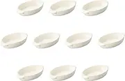 Set of 10, Large White Oval Au Gratin [9.3 x 5.2 x 1.6 inches (23.5 x 13.2 x 4.1 cm) | Setomonohonpo