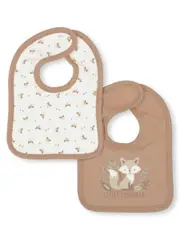 2 Pack Printed Cotton Bibs One Size OFF WHITE FOX (FOX)